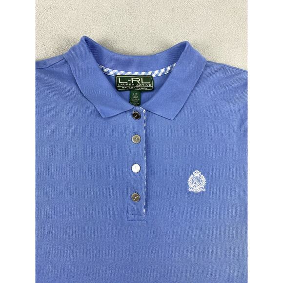 Lauren Ralph Lauren Polo Shirt Women Large Blue Button Golf Golfer Active - Picture 3 of 11